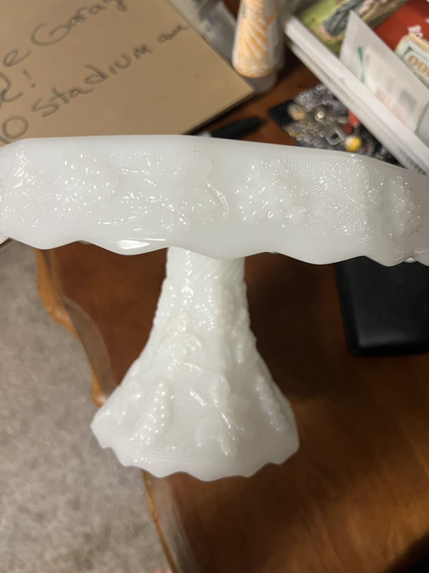 Antique Milk Glass Cake Stand