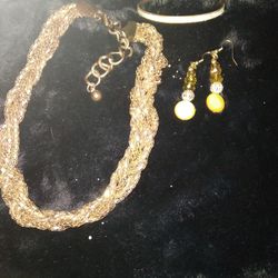 Big Big Puffy Broze Necklace With Bracelet And Earrings 