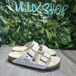 Birkenstock Women's Size 40 US 9 Arizona Shearling Natural Wool Gray