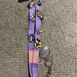 Disney Pin Lanyard With Pins 