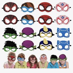 Kids Party Masks, 16 Pack Kids Supplies, Birthday Gift, Halloween, Cosplay, Party, Mask Supplies