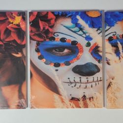Mexican Day Of The Dead 3 Piece Wall Art