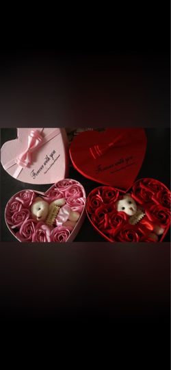 Heart-Shaped Rose & Teddy Bear Gift Box