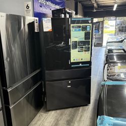 Samsung - Bespoke 29 cu. ft. Standard Depth 4-Door French Door Refrigerator in Charcoal Glass/matte Black with AI Family Hub+