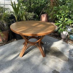 Vintage, solid, wood, rattan, dining table!