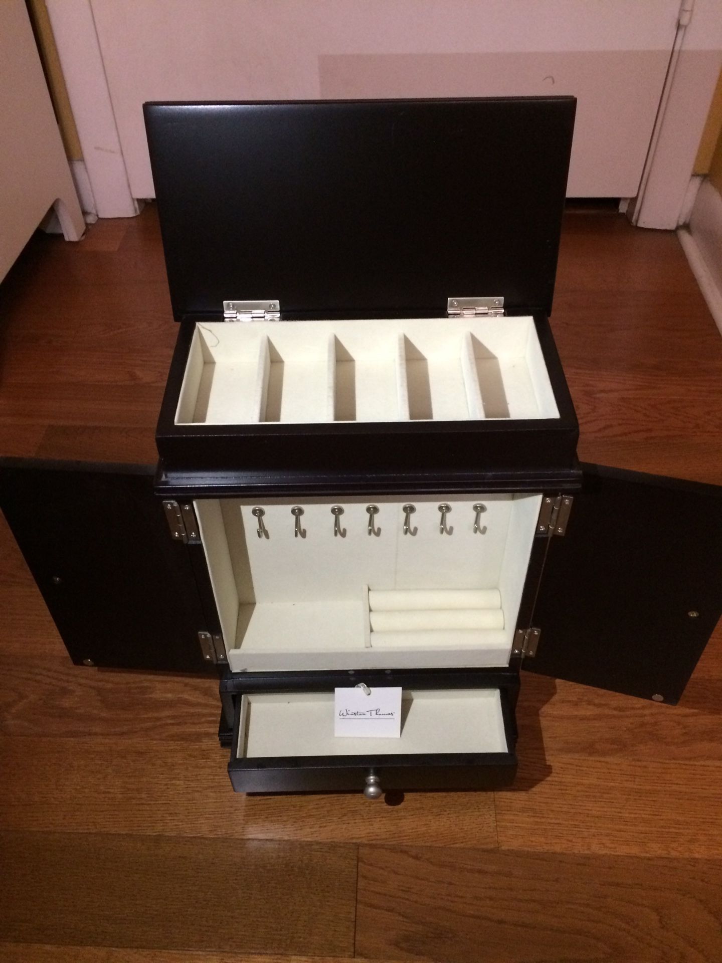 Winston Thomas wooden jewelry box organizer swivel armoire cabinet, Espresso finish