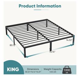 King Size 14 Inch Metal Bedframe