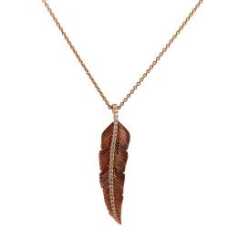 18kt Rose Gold .25ct te Diamond Feather Pendant With Chain 16"