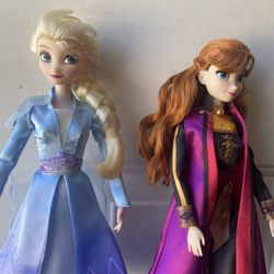 Disney Store Frozen 2 Singing Elsa & Singing Anna Doll Figure Lot