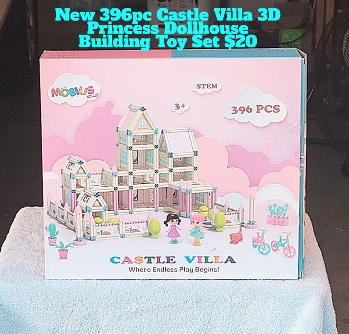 New Mobius 342 Piece 3D Princess Castle Villa Doll House Building Toy Set LED Lights STEM