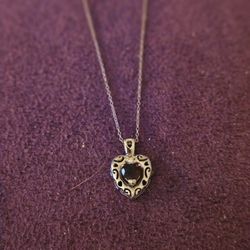Sterling Silver Garnet Heart Necklace 