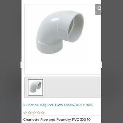 PLUMBING  CHARLOTTE PIPE #300 • 10” 90 Degree Elbow Fitting