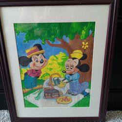 Disney Artist Print- Disney group Story Book Collection  Mickey & Minnie Mouse  Picnic  20×16