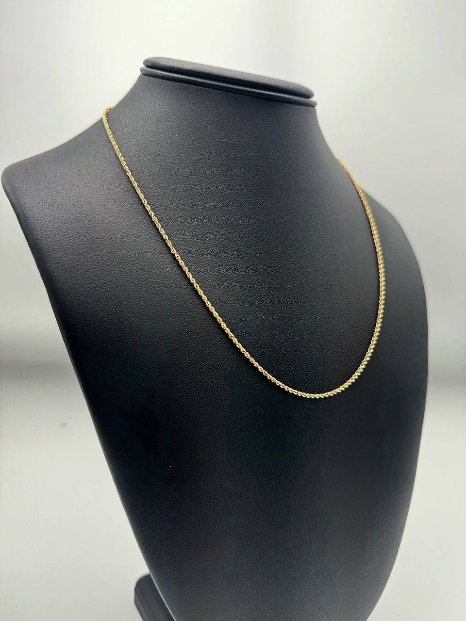 14k solid yellow gold Rope necklace chain 19.25" 1.5mm