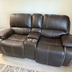 Double Electric Leather Recliner. 