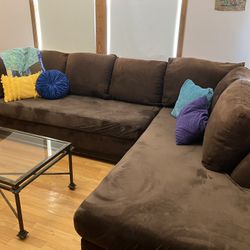 Chocolate Brown, Two-Piece Sectional With Seat Covers Included - $300