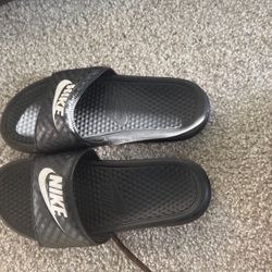 Nike Benassi JDL Slide Sandals Black 343881-011 Slip On Flats Women's US Size 8