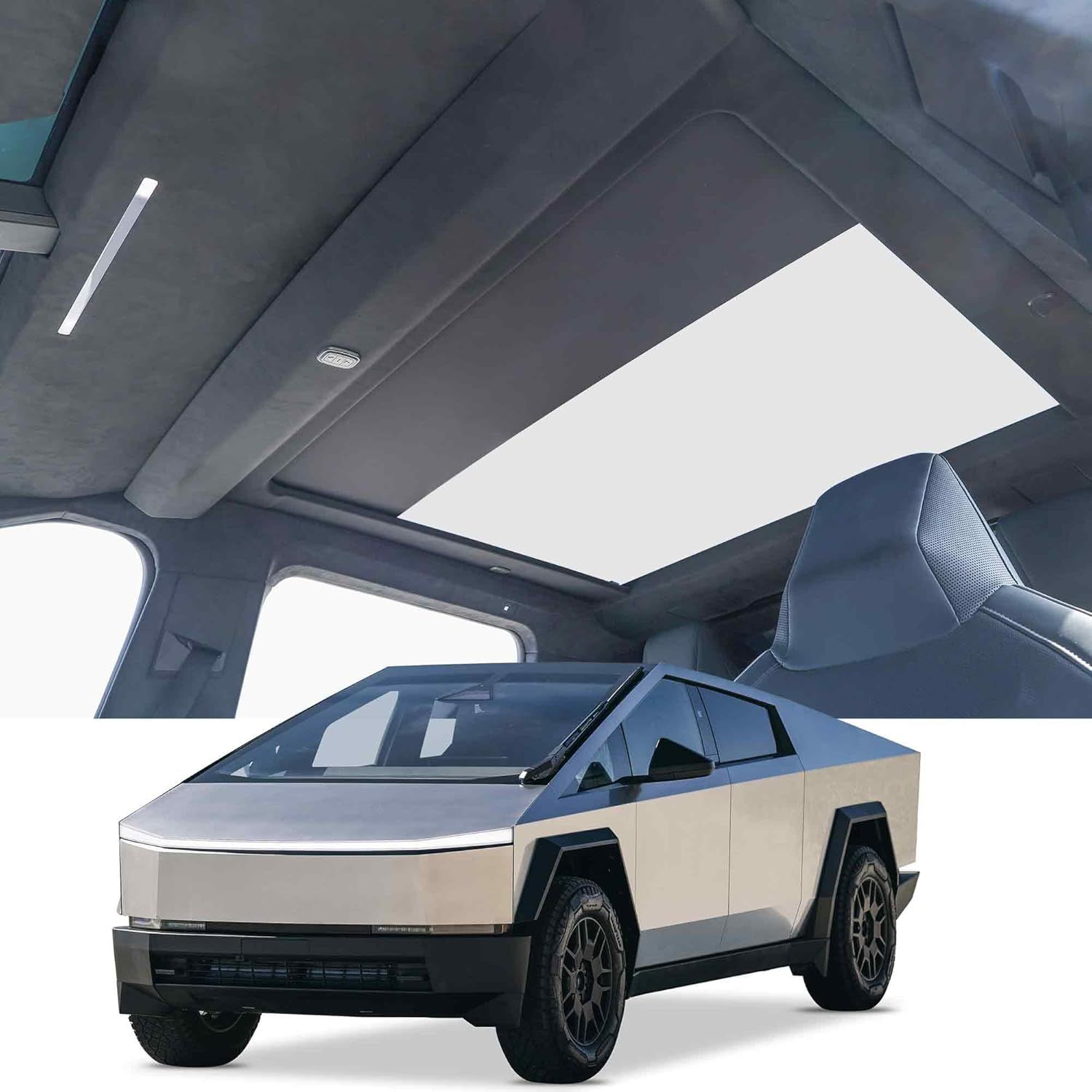 Autekcomma Power Sunshade Roof for Tesla Cybertruck Automatic Retractable Sunshade Roof Heat Insulation Glass Roof