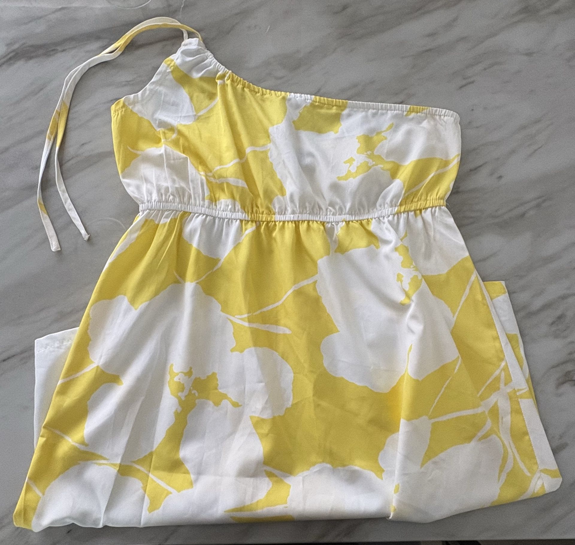 Roxy Yellow + White Summer Dress Size M