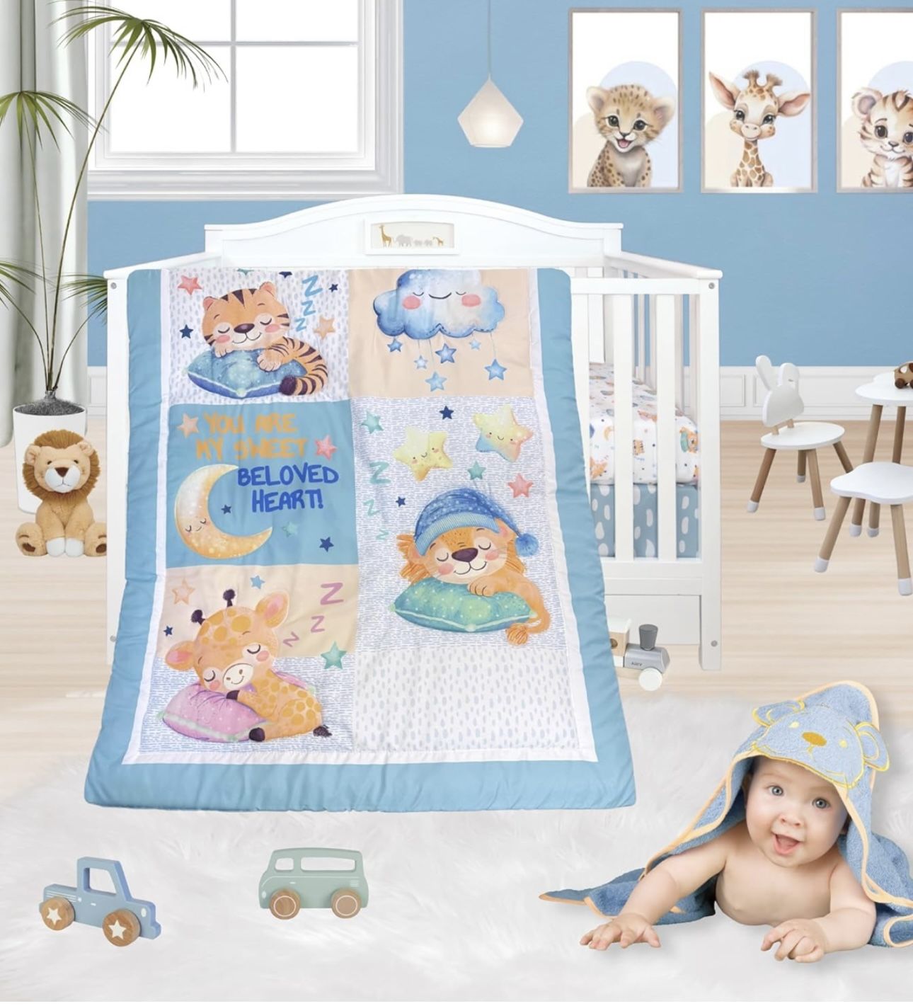 TrenD'Lay 4 Piece Baby Crib Bedding Set for Boys or Girls, Crib Set,