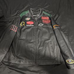XL Dale Earnhardt Jr #88 NASCAR Genuine Leather Jacket Hendrick Motorsports Black Mens