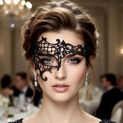 New Black Lace Filigree Masquerade Mask