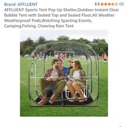 AFFLUENT Sports Tent Pop Up Shelter Outdoor Instant Clear Bubble Tent With Sealed Top & Floor For All weather.