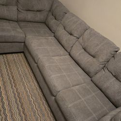 Large L shaped Grey Sleeper Sectional Sofa