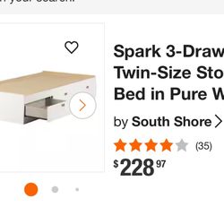 Twin Bed With Storage ,White