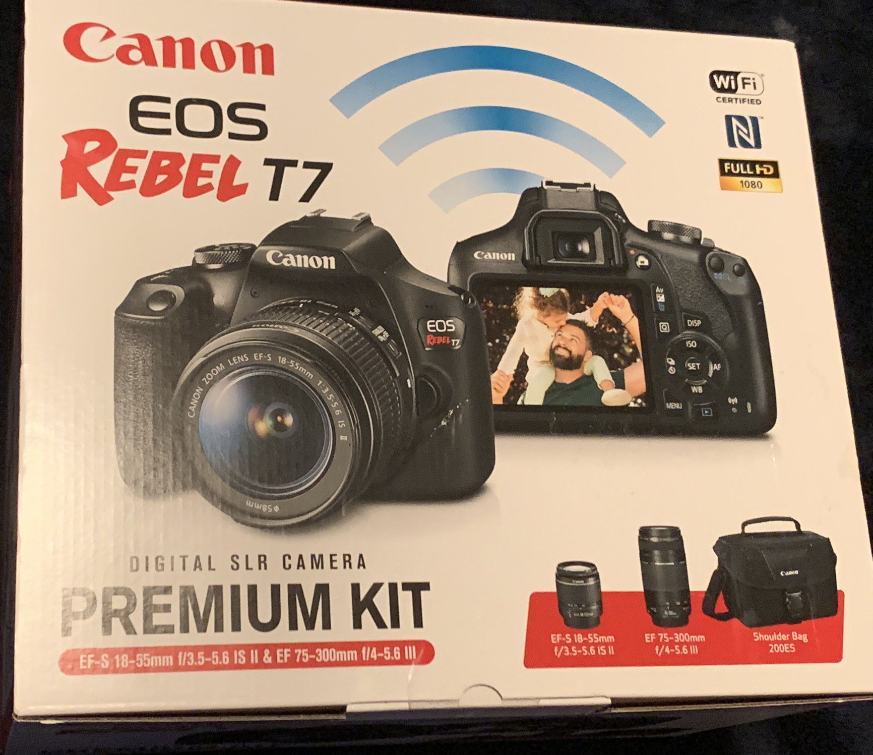 Canon - EOS Rebel T7 DSLR Two Lens Kit with EF-S 18-55mm and EF 75-300mm Lenses & Bag NEW