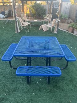 Metal Picnic Table Square, Blue