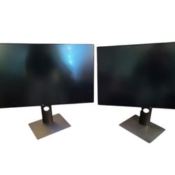 2 Dell 32” Monitors / Black / Swivel
