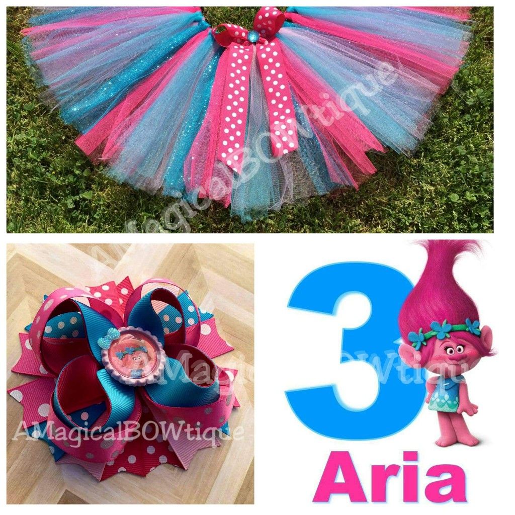 Troll Birthday Tutu set, Princess Poppy tutu- size 4T