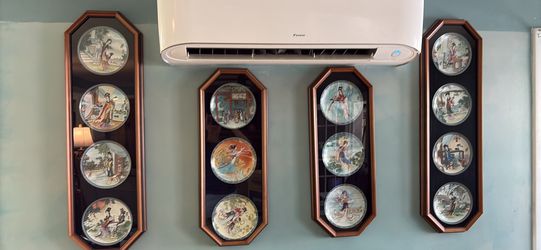Set of 3 Framed Chinese Porcelain Collector Plates.