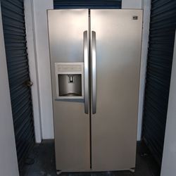 Fridge In Working Condition Delivery Available Everything Works Excellent Has Small Cosmetic Damage By The Water Dispenser Side Two Months Warranty 