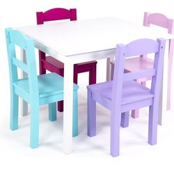 Kids Table and 4 Chairs Set – Wooden Play Table – New in Box