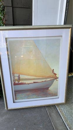Framed Sailboat Painting