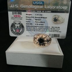 1.75 Ct. Black Diamond Ring Set In 14k Yellow Gold 