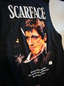 NEW Scarface M Shirt MenS Tony Montana Black Sleeveless tank top