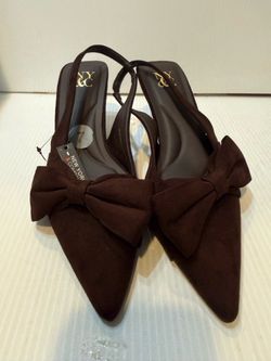 New York & Company Women's Cori Slingback Brown Heels