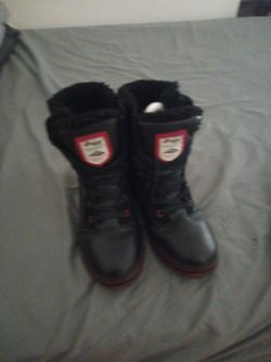 Black High-Top Lace-Up Boots with Red Sole