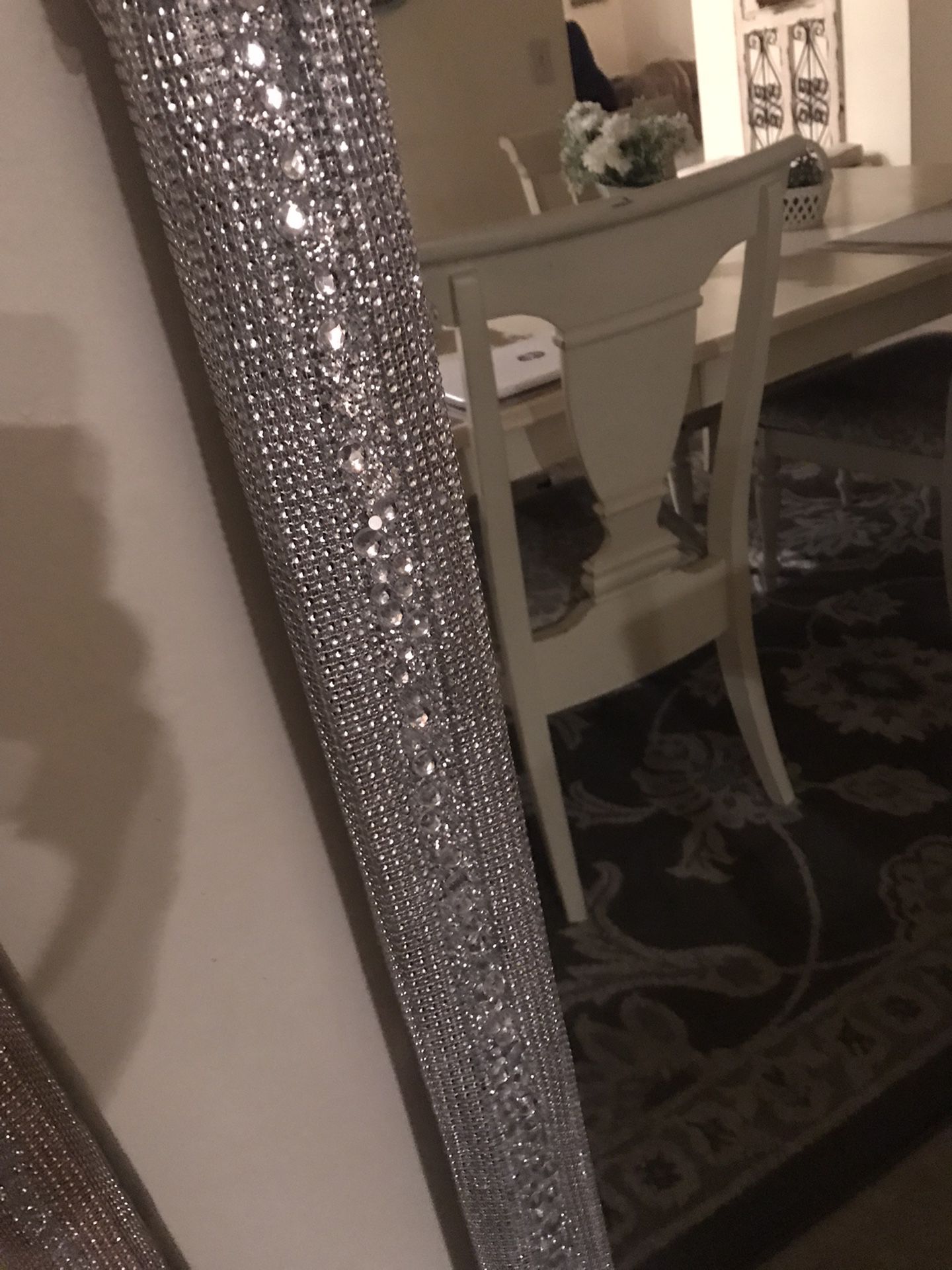 Gorgeous silver bling Hollywood glam mirror