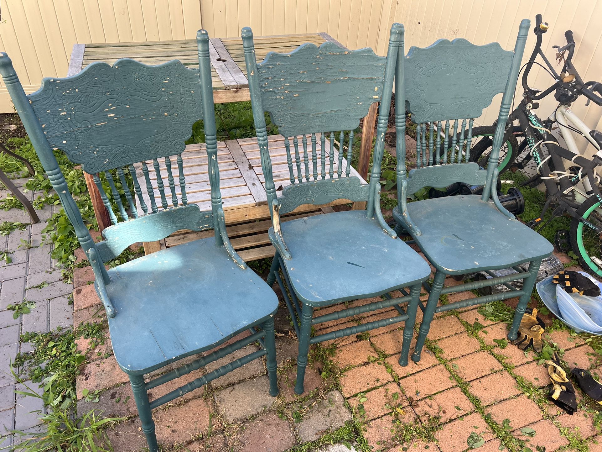 Free Three Wooden Chairs