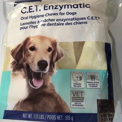 Dog Dental Chews. Virbac C.E.T. Enzymatic Dental Chews For Large Dogs. Approximately 30 Chews For 50Lbs Or Larger Dogs. Package Was Never Opened.