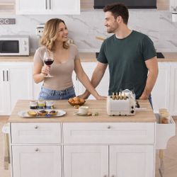 Kitchen Island On Weels With Storage, Rolling Island Cart With Trash can Storage.