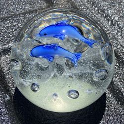 Glass Dolphin Paperweight 