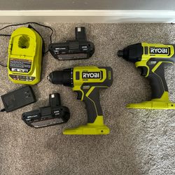 Ryobi One + Cordless Drill And Impact Combo W Battery, Charger, And Bag