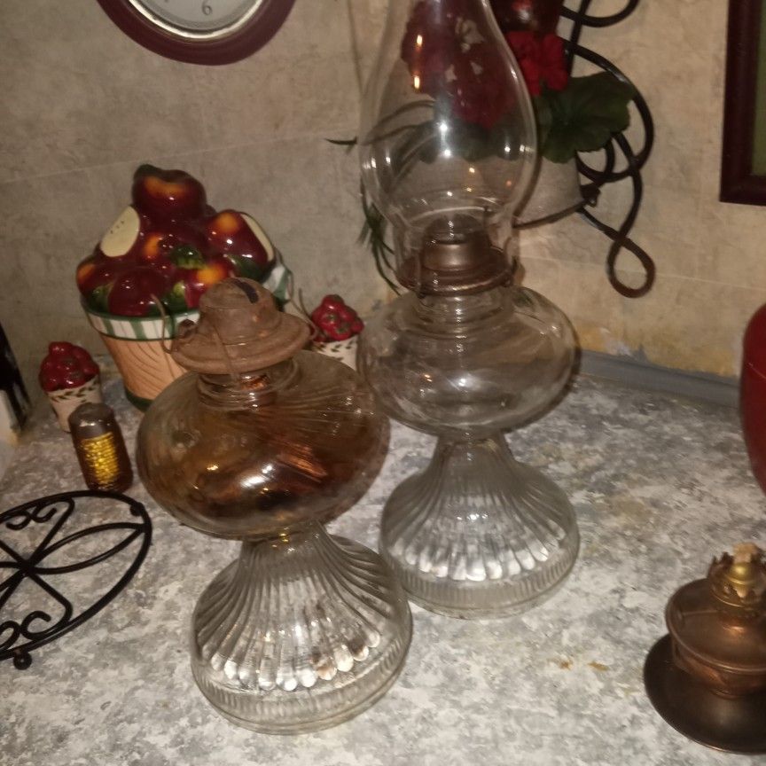 2 Antique Oil Lamps Selling Both One Price