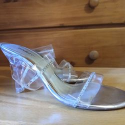 Clear and Silver Heels