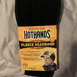 Hot hands fleece headband to beat the cold hand warmers included